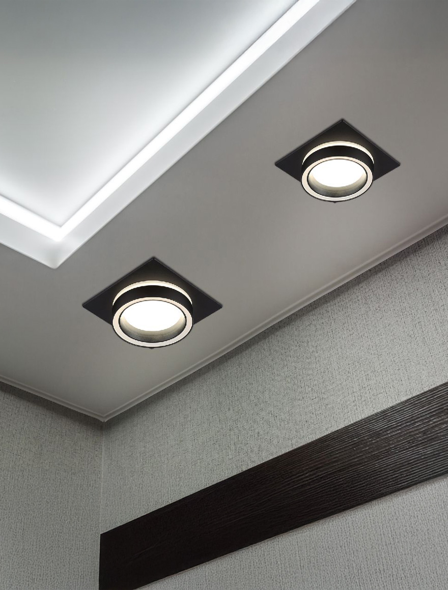 Spot încorporat 1*GX53 110*110*50 pătrat negru Luminaled