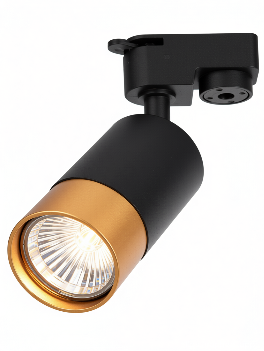 Прожектор трековый GU10 55×100 чёрный+золото LUMINALED