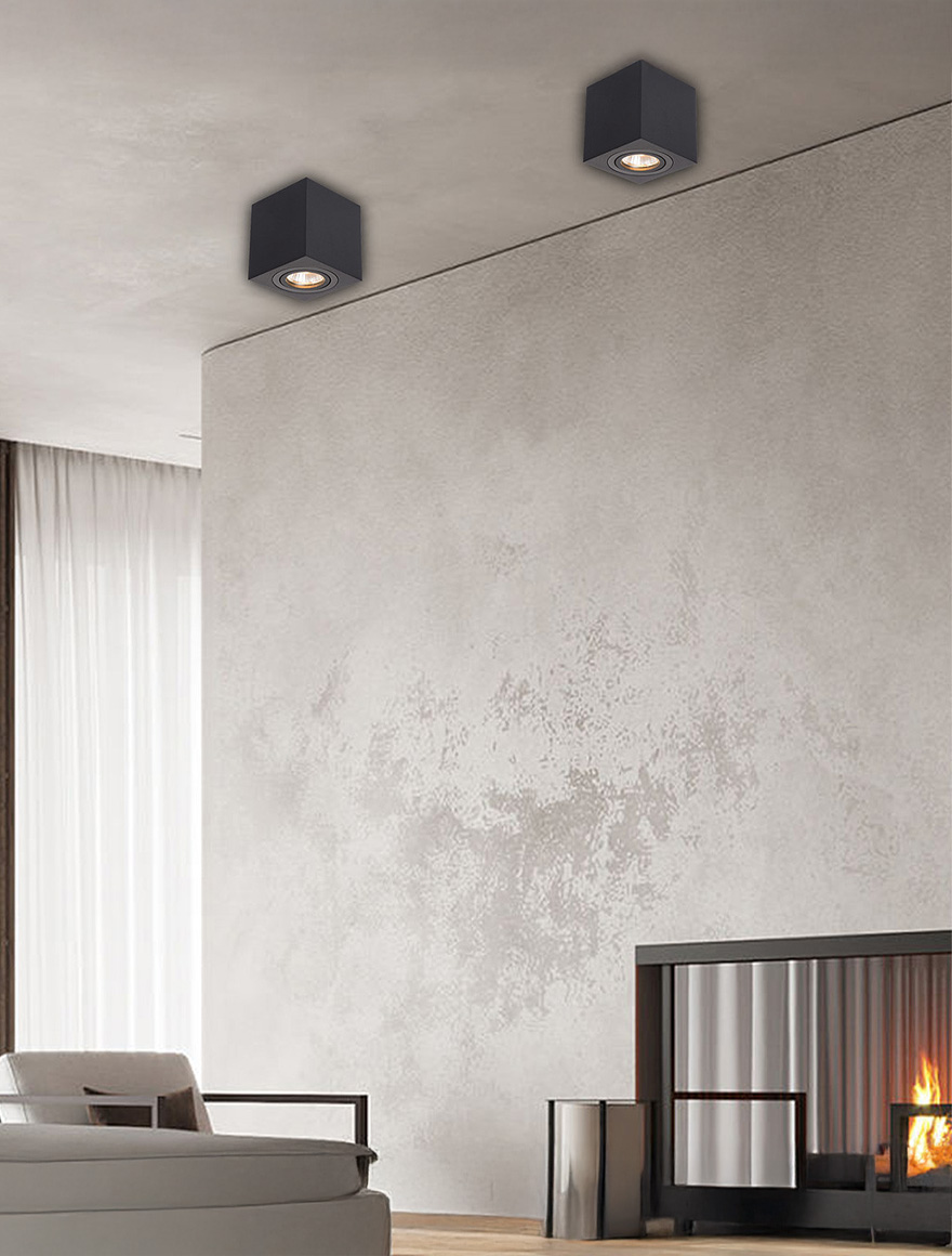 Spot aplicat 1*GU10 80*80*84 pătrat negru Luminaled