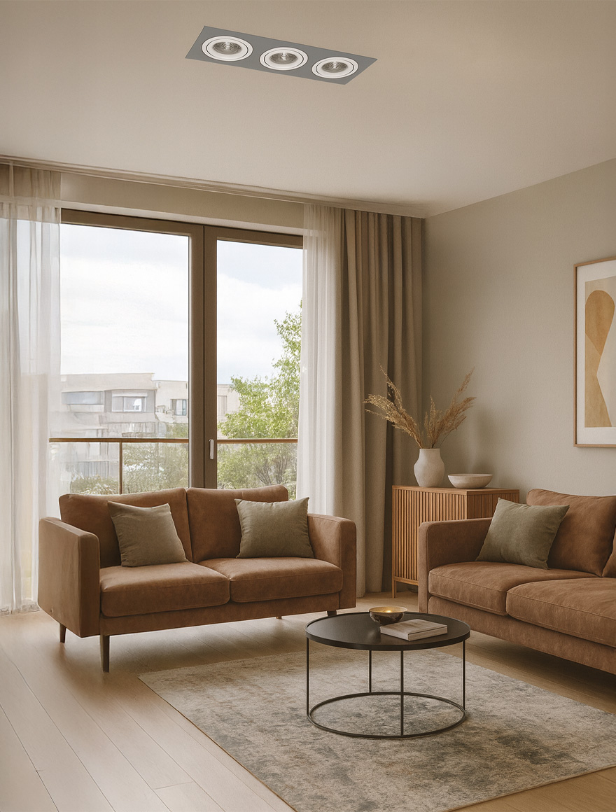 Встраиваемый точечный светильник 3*MR16 253*93*25 квадратный серебристый