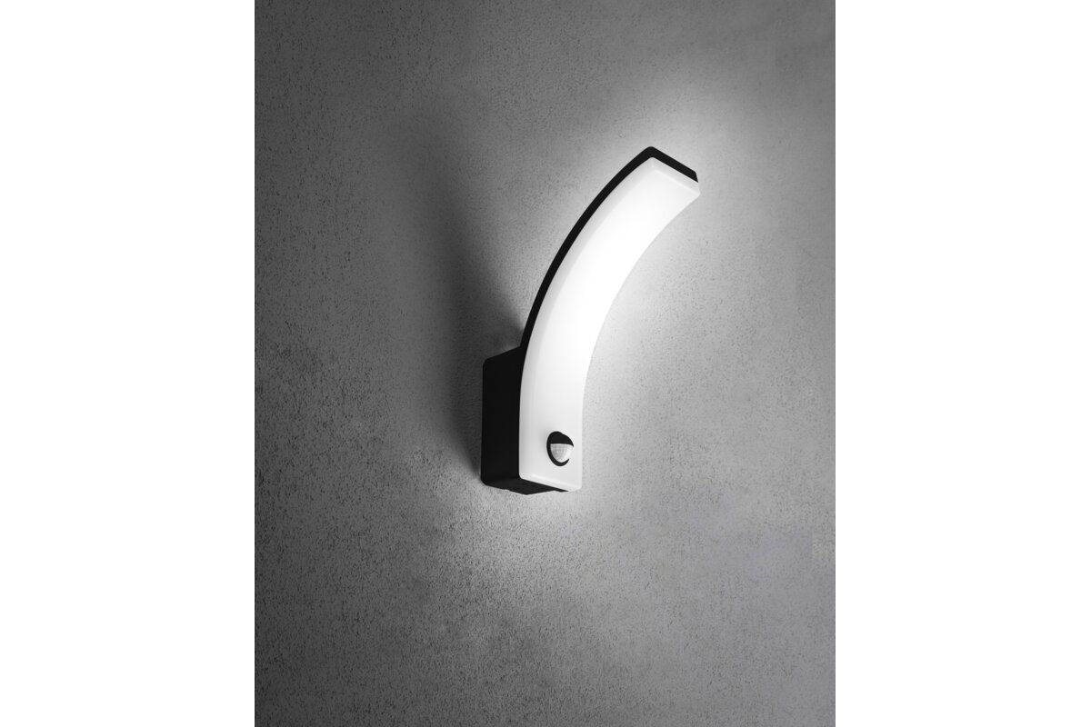 Светодиодный фасадный светильник с датчиком NICEA 20Вт IP65 черный GTV