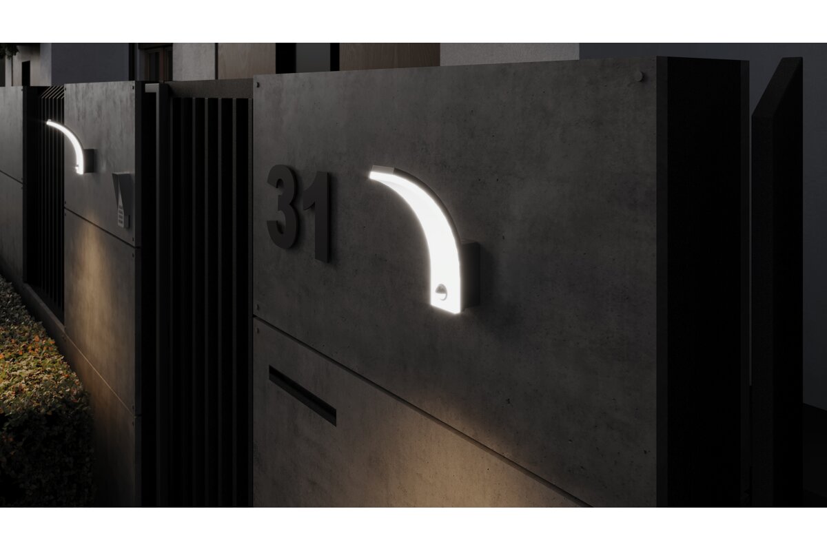 Светодиодный фасадный светильник с датчиком NICEA 20Вт IP65 черный GTV