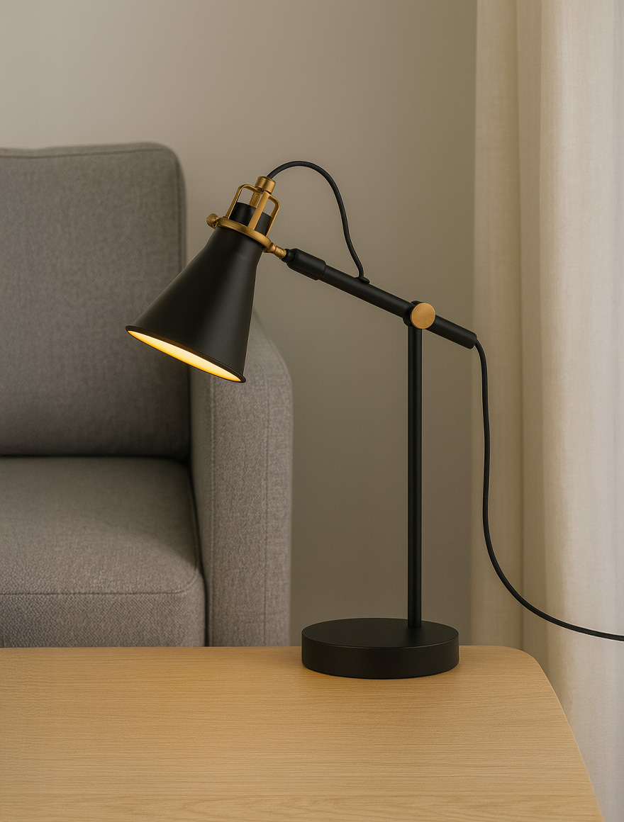 Lampă de masă 1xE27 black+brass HN2572 Luminaled