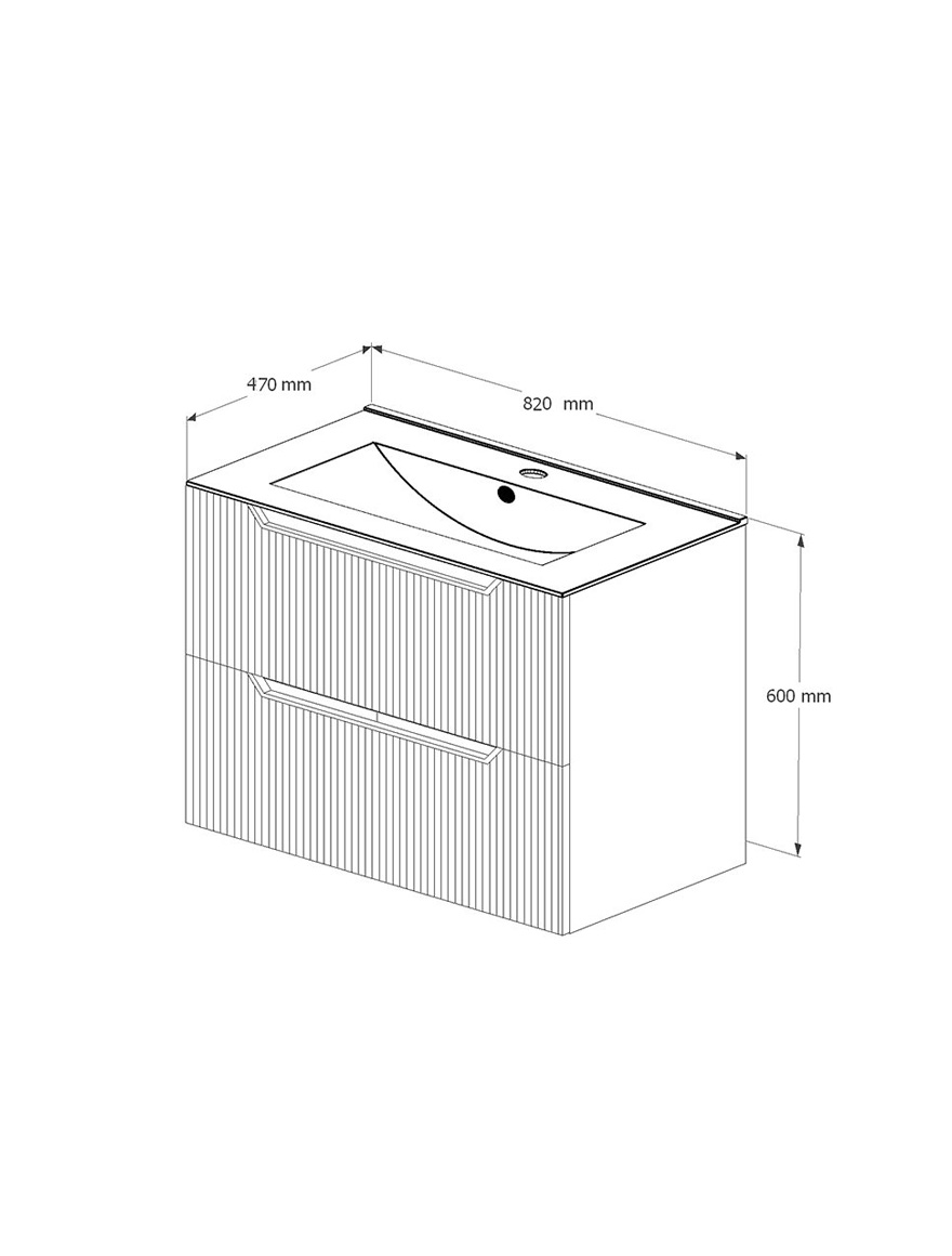 Dulap baie cu lavoar 600x820x470mm susp. ANDRA 80 (TG 80B) Gri 2