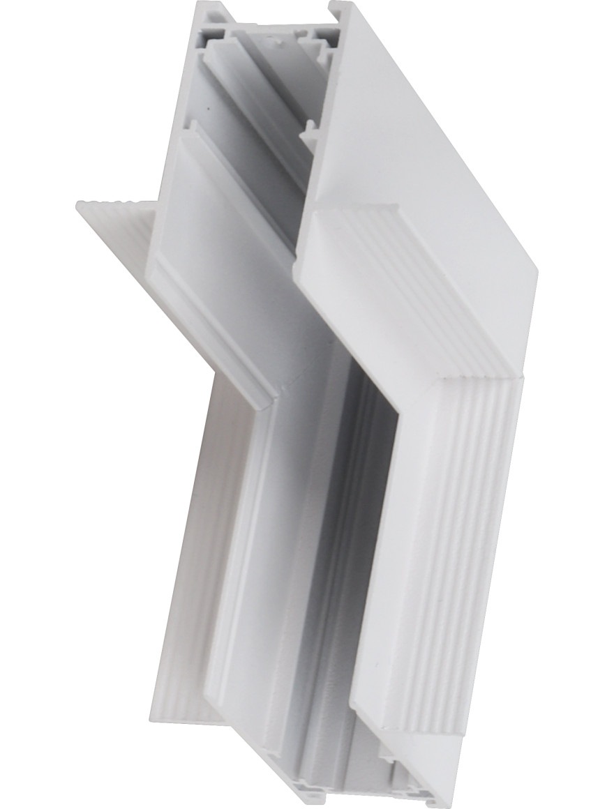 Conector tip L 90 pod /perete pentru șină magnetică încorporată S20 ALB