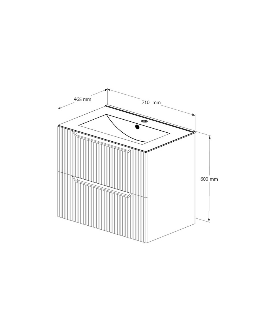 Dulap baie cu lavoar 600x710x465mm susp. ANDRA 70 (TG 70E) Gri 2