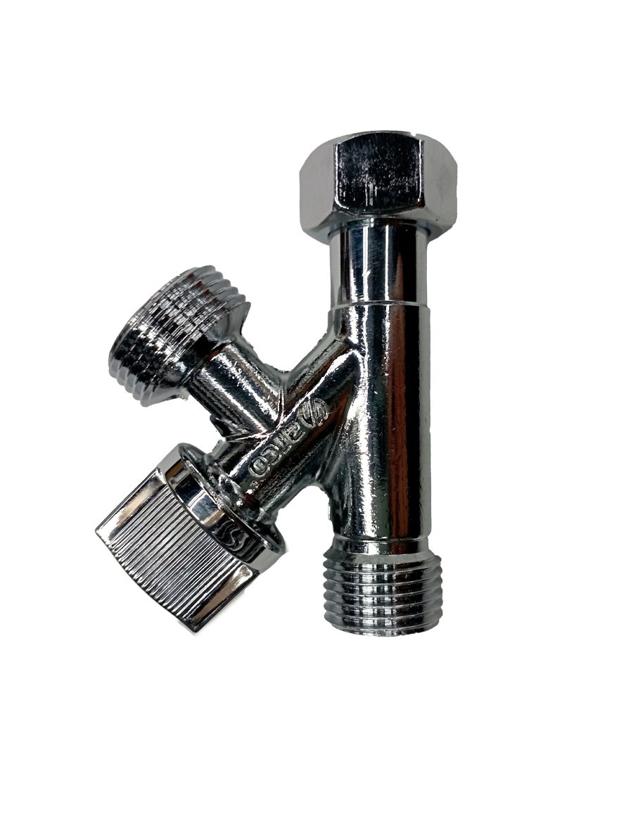 Угловой никелированный кран d1/2" ВР × 3/4" НР × 1/2" НР, ARCO