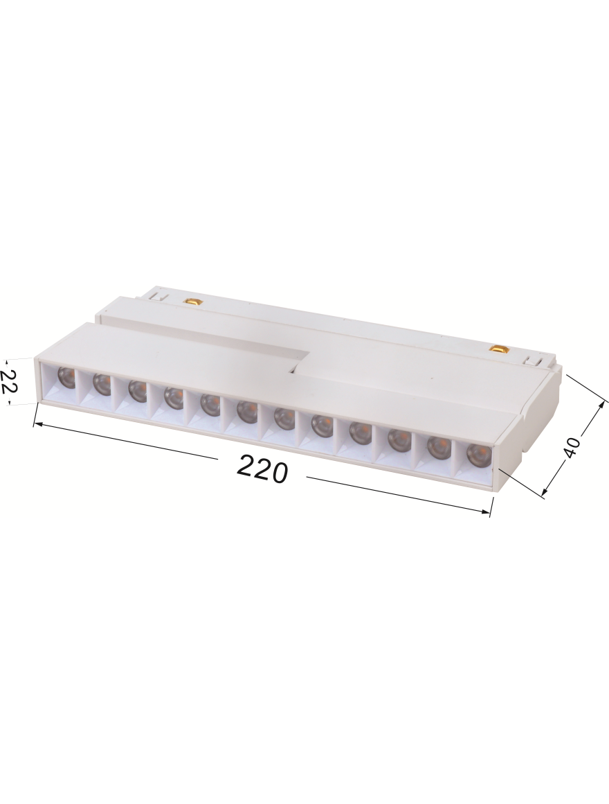 Corp de illum. direcționat reglabil pentru șină magnetică S20 9W 48V 3000K ALB