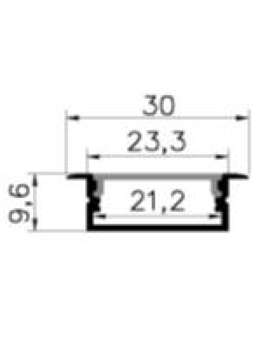 Profil bandă LED cu dispersor încorporat 30x9.6x21.2mm 2M Luminaled