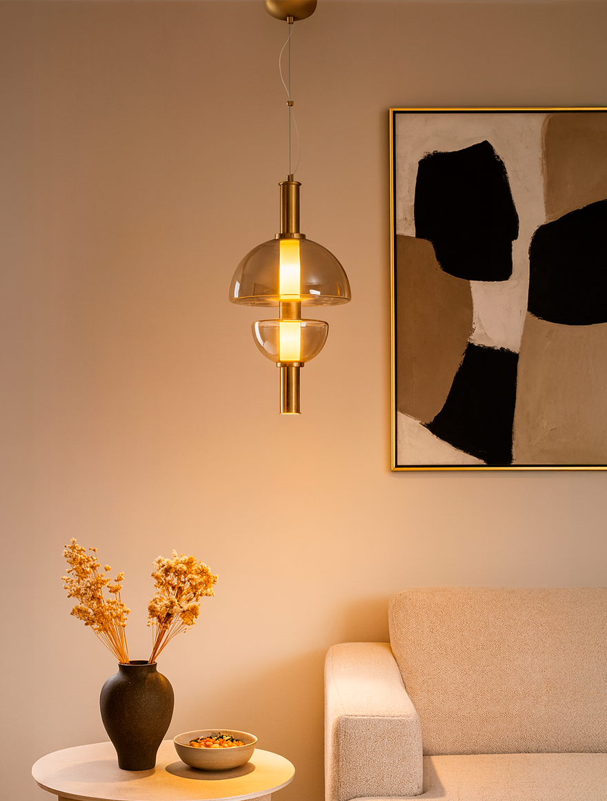 SuspensieLed FArolă 15W D30cm 1060Lm 3000K aurie LUCEA