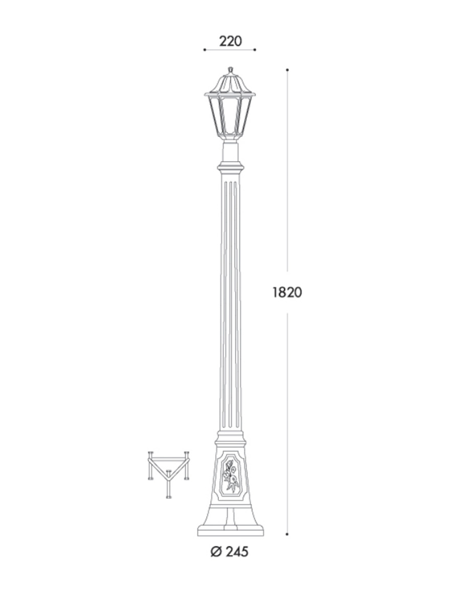 Set corp de il. ANNA E27 A60 8,5W 2,7-4-6,5K transp. + stâlp ARTU negru 1.82M FUMAGALLI