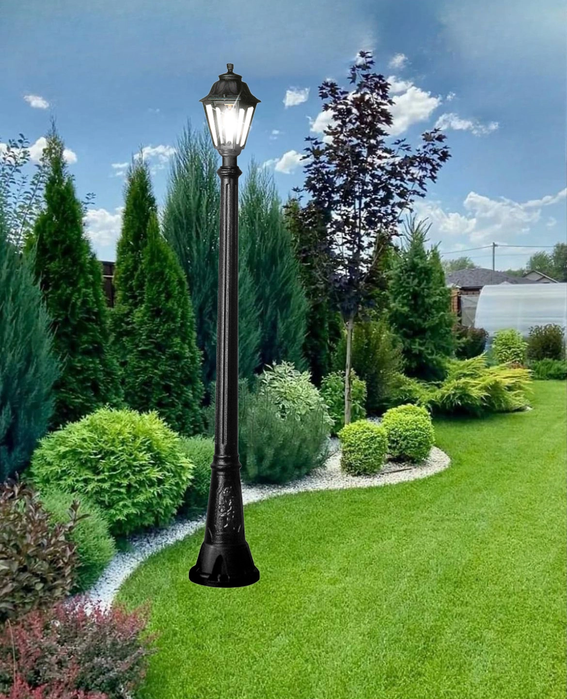 Set corp de il. ANNA E27 A60 8,5W 2,7-4-6,5K transp. + stâlp ARTU negru 1.82M FUMAGALLI