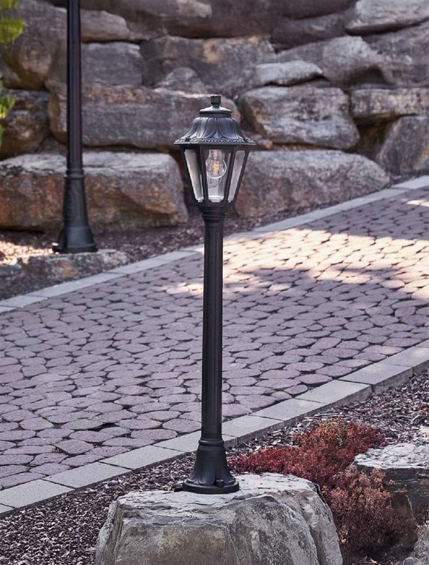 Set corp de il. ANNA E27 FILAMENT 6,5W 2700K transp + stâlp MIZAR negru 1M FUMAGALLI