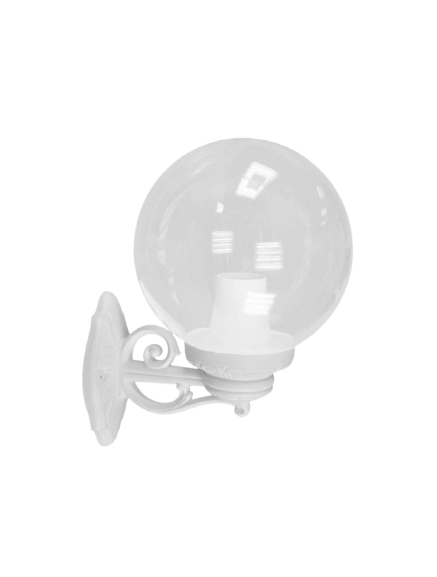 Set corp de il. G250 E27 transp.+ suport BISSO alb Fumagalli