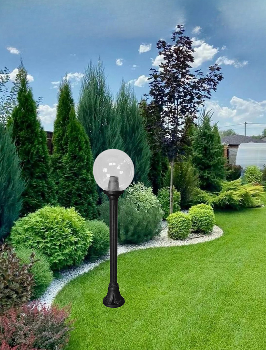 Set corp de il. G250 E27 filament 6,5W 2700K transp. + stâlp MIZAR negru 1M FUMAGALLI