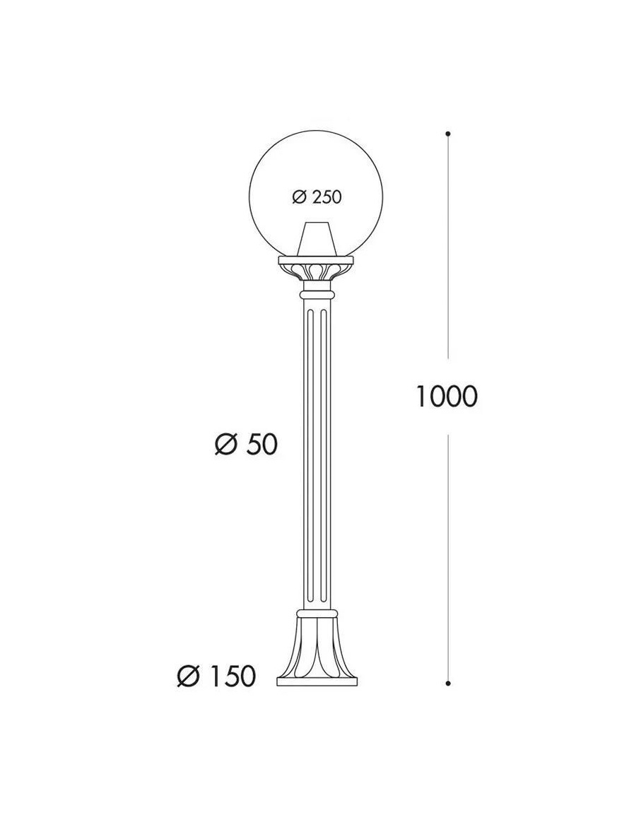 Set corp de il. G250 E27 filament 6,5W 2700K transp. + stâlp MIZAR negru 1M FUMAGALLI