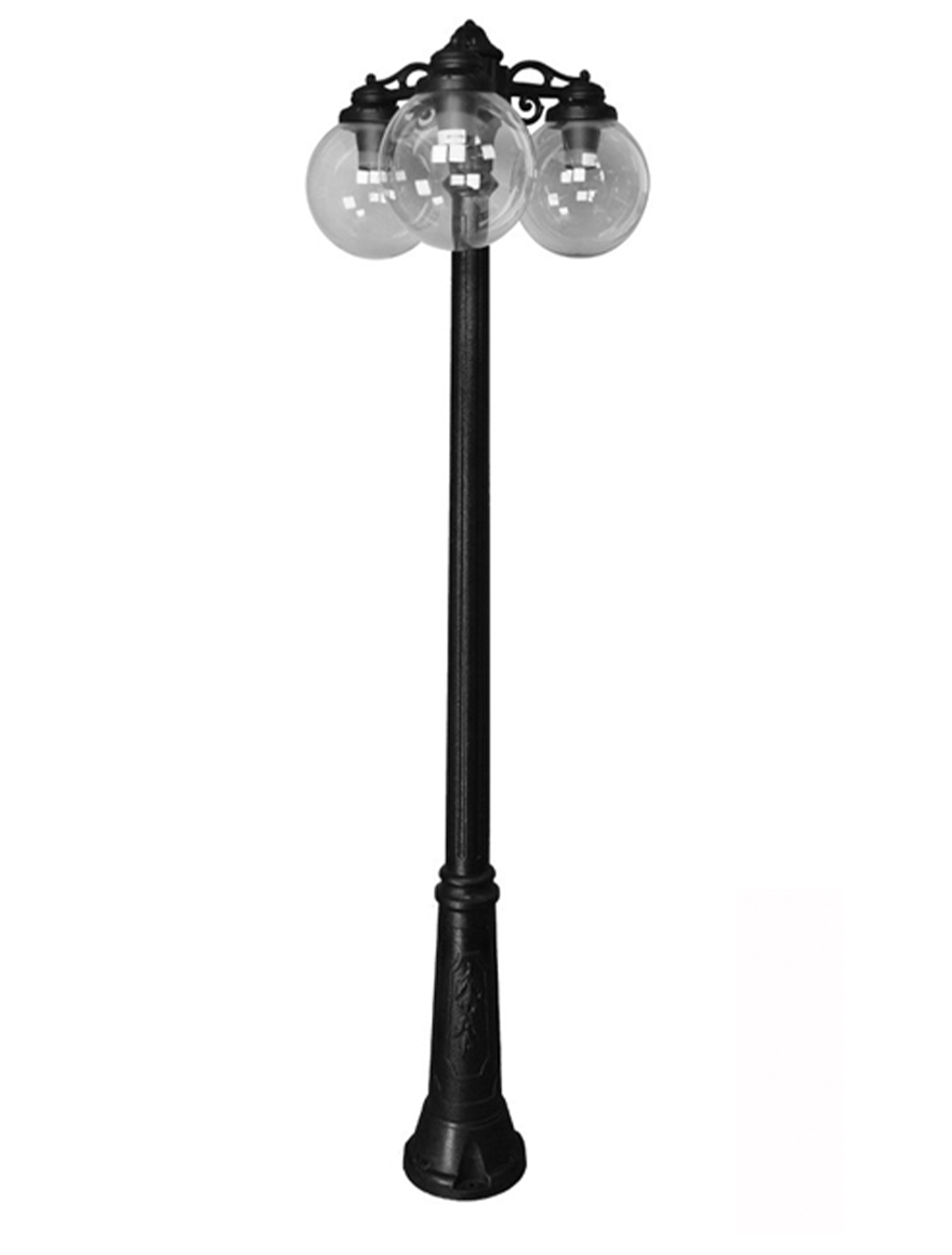 Set corp de il. G300 E27 A60 8,5W 2,7-4-6,5K 3L transp. + suport G300 3L + stâlp RICU BISSO negru 2.4M Fumagalli