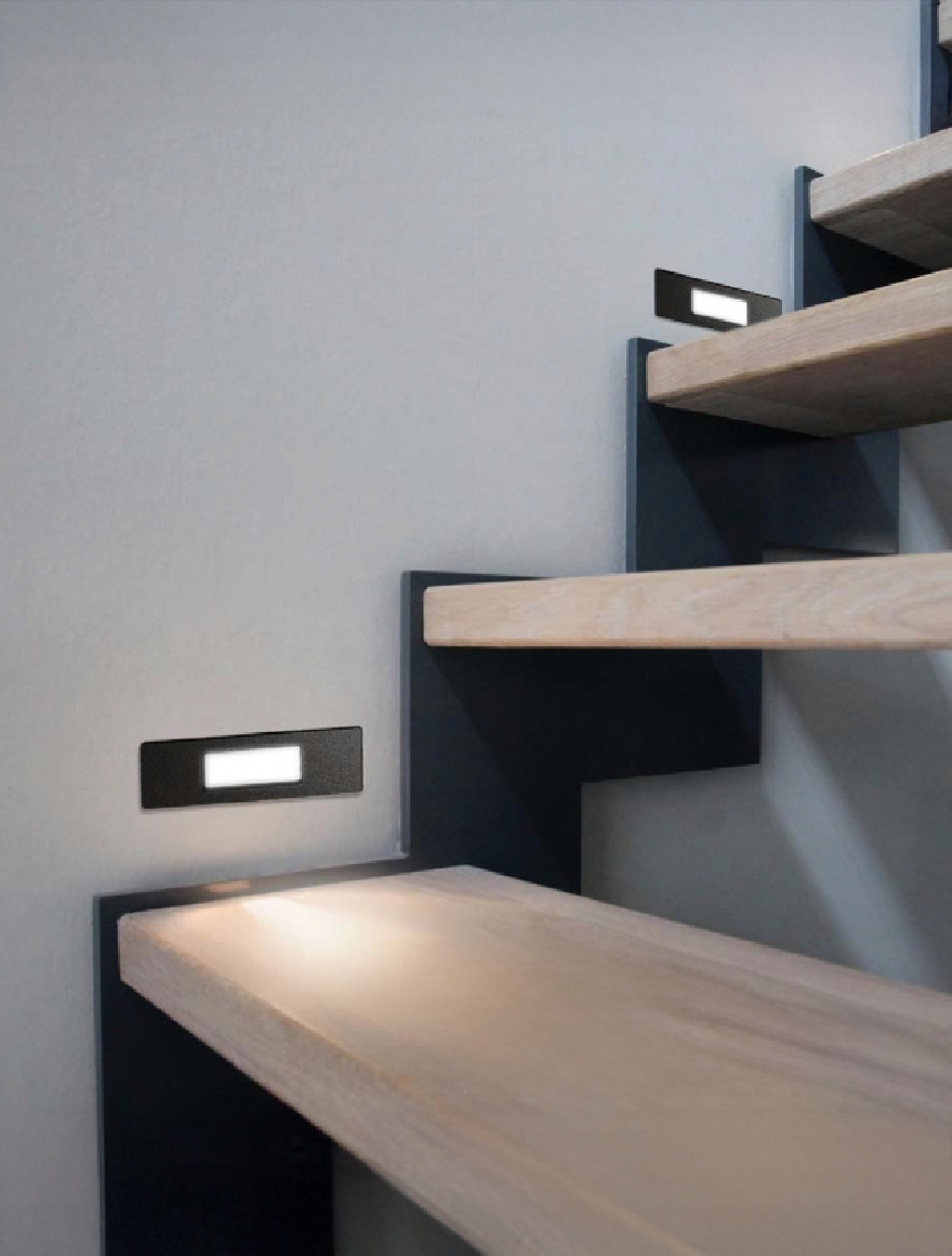 Светильник для лестницы/стены NINA 190, чёрный, OPAL, R7S 7,5W, 2700–4000–6500K, Fumagalli