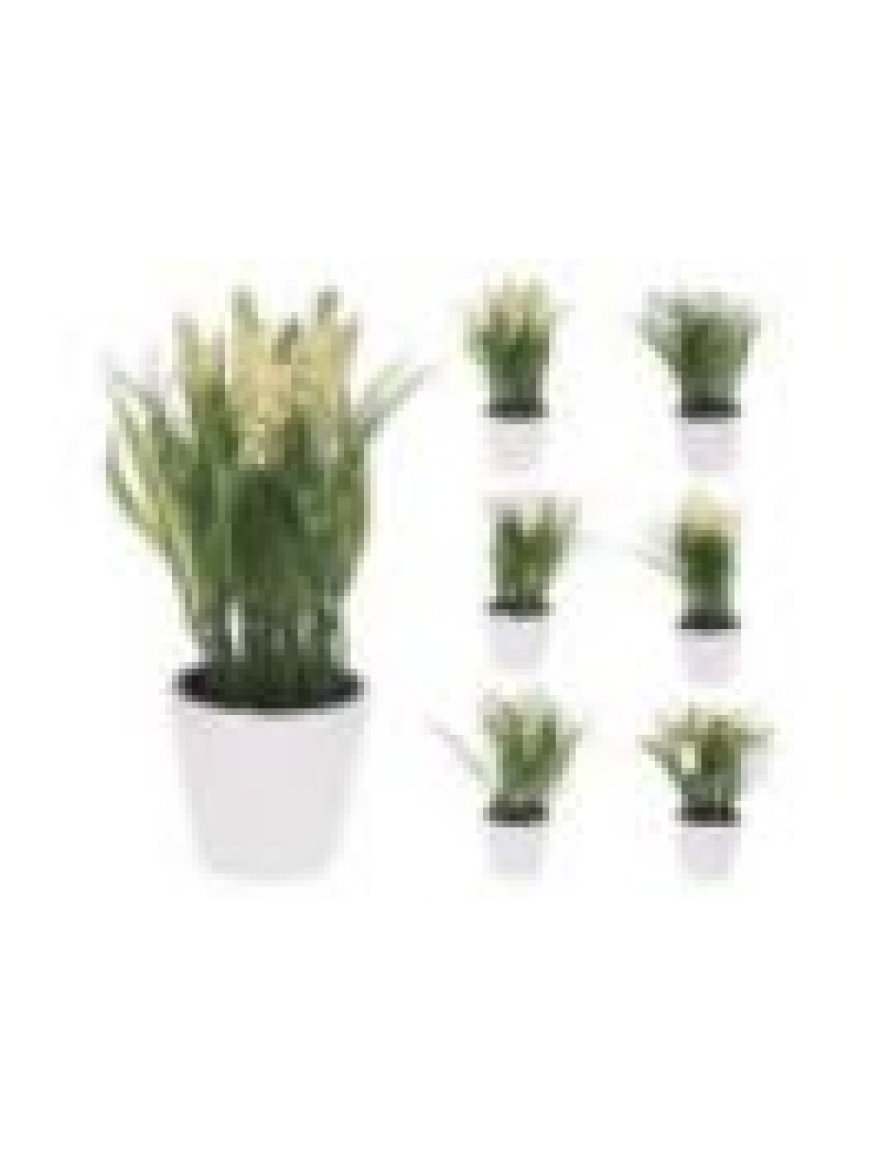 Floare artificiala "Iarba inflorita" 21cm in ghiveci