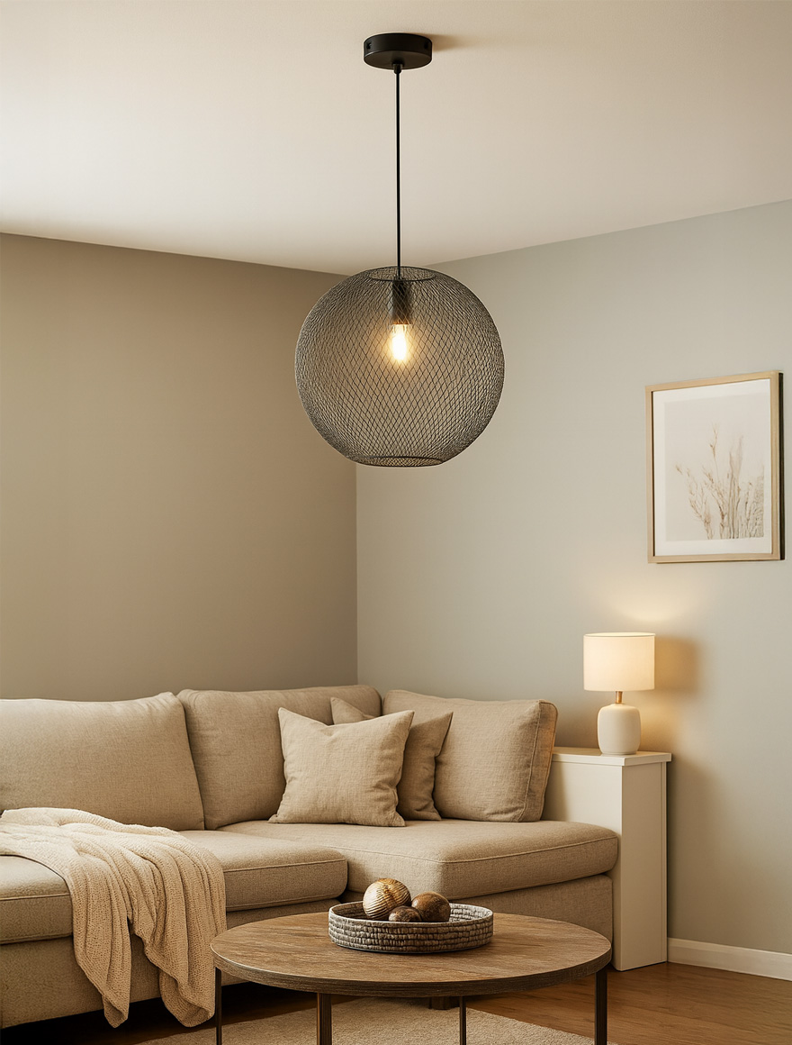 Lustra NET 1xE27 black sferic Ideal lux