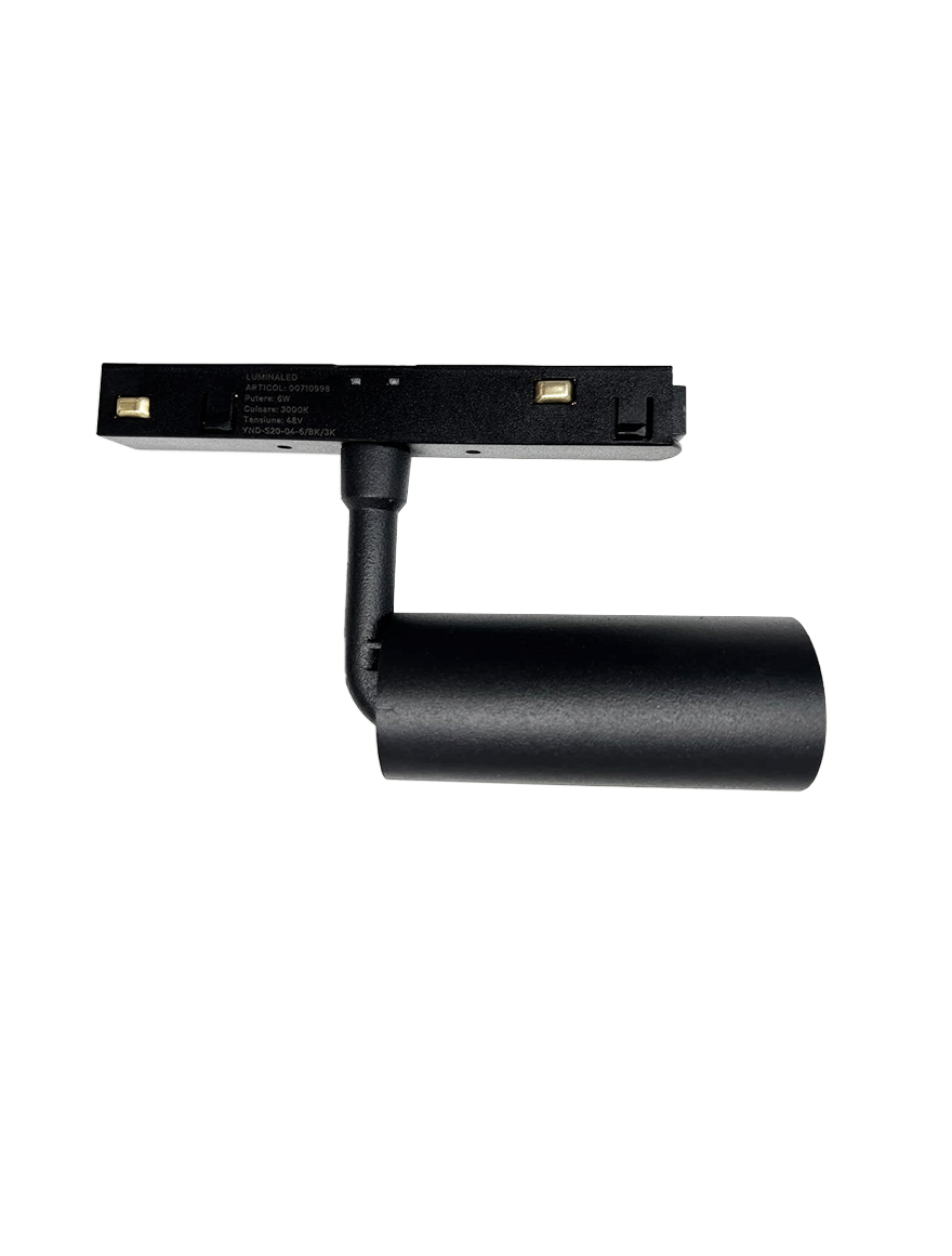 Proiector pentru șină magnetică S20 6W 48V 3000K  NEGRU