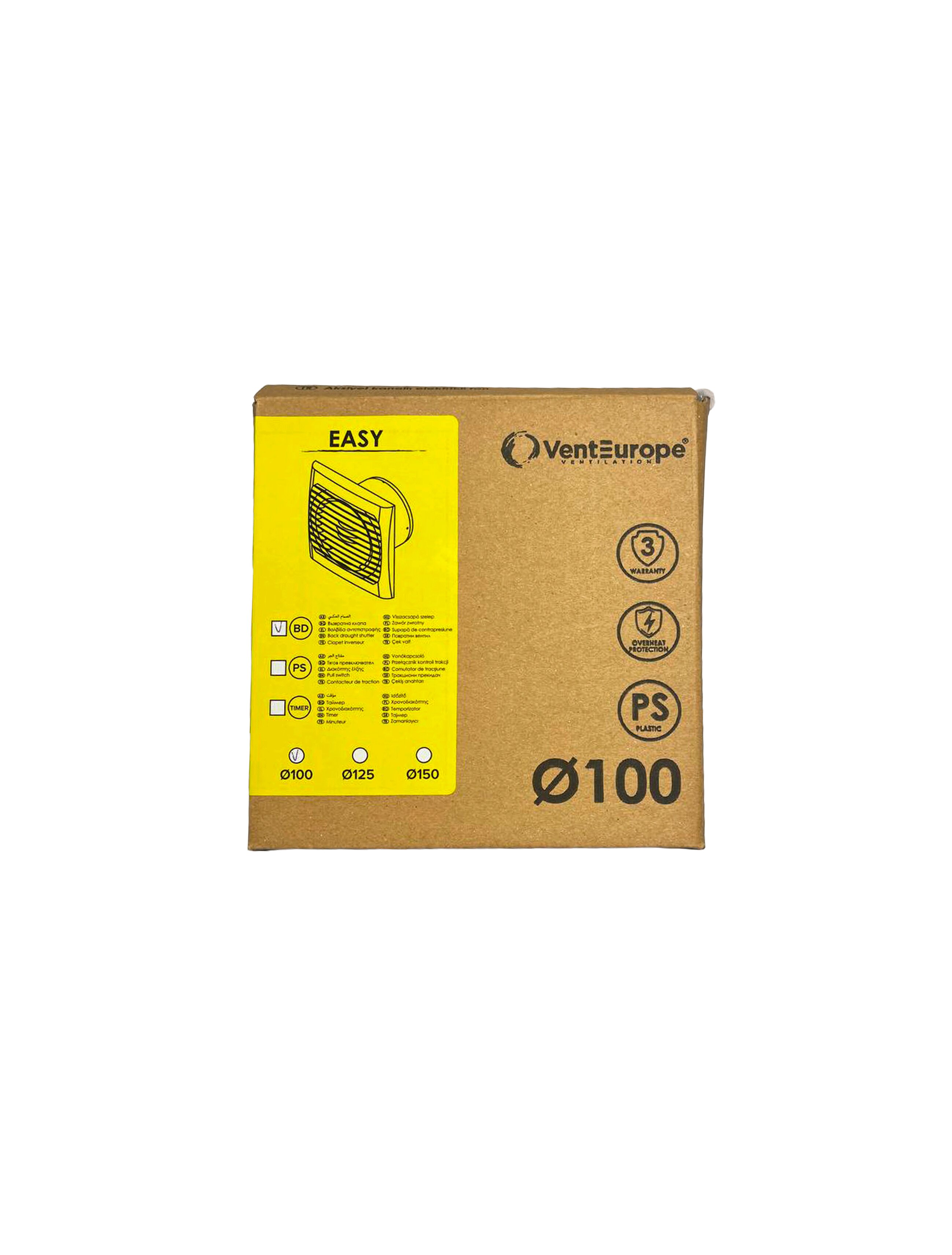 Осевой вытяжной вентилятор VentEurope EASY 100 D100, белый