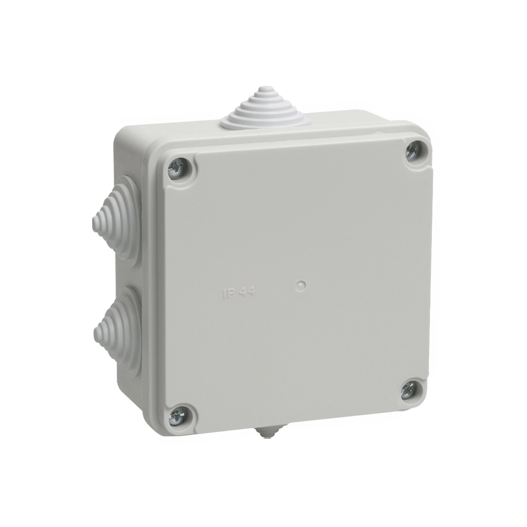 Распределительная коробка KM 100×100×45 мм для наружного монтажа IP44, 6 вводов, серая, IEK (48 шт./кор.)