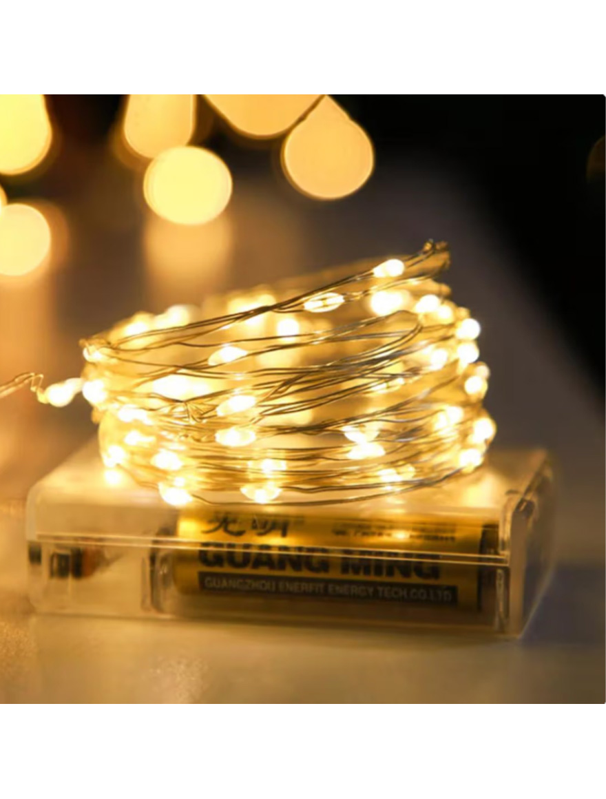 Ghirlandă fir din cupru Subțire 10m 100LED regim static pe baterii