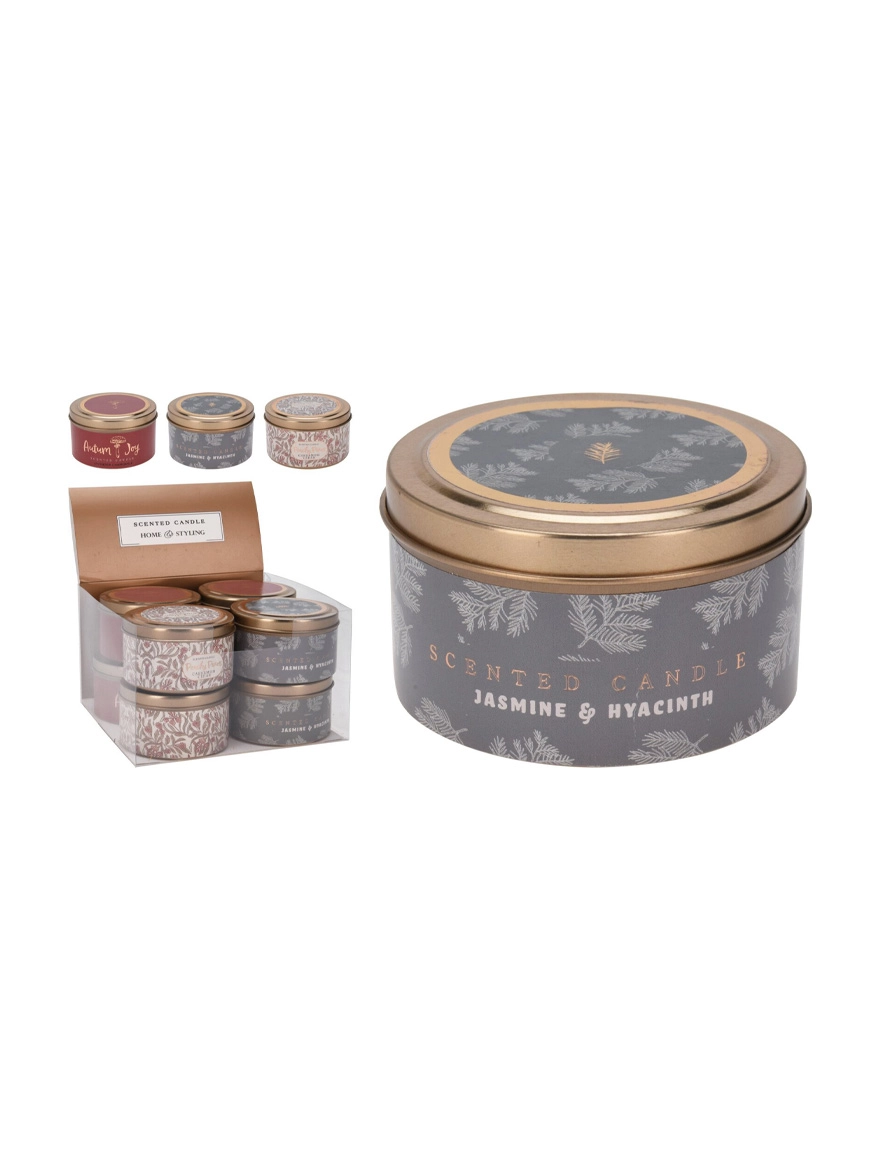 Lumanare parfumata in borcan metalic 8X5cm, 3 arome