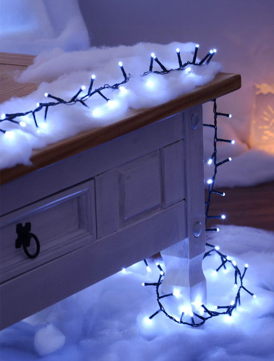 Luminițe de Crăciun Fir 400LED alb, 8m, cablu verde