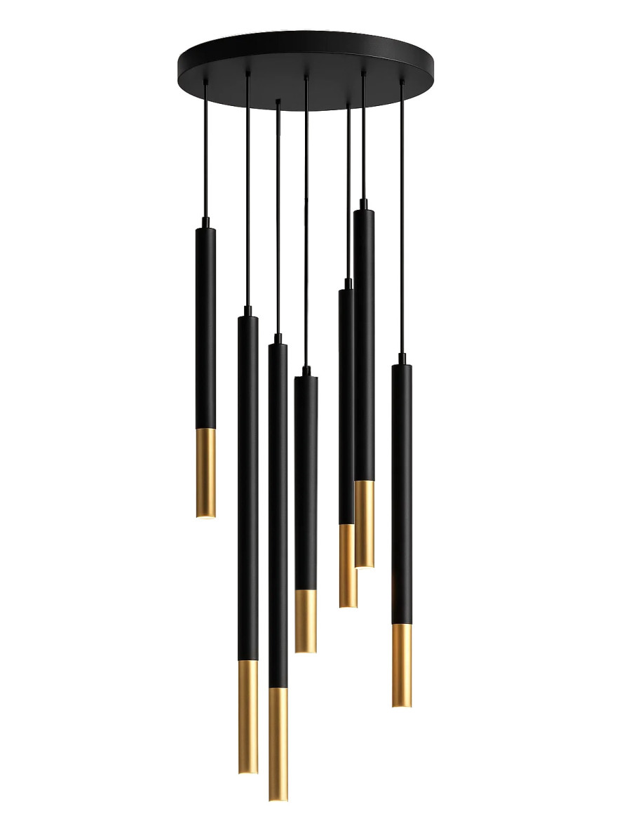 Lustră 7*G9 D300 H1200 IP20 negru+aur LUMINALED