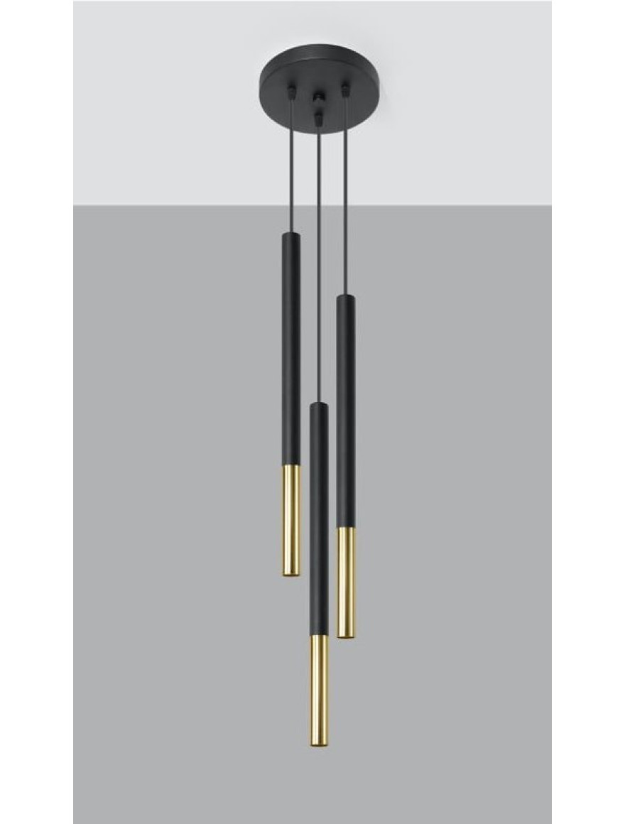 Lustra 3*G9 D180 H1200 IP20 negru+aur LUMINALED