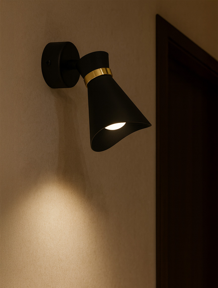 * Corp de iluminat aplicat 1*E14 90*130 IP20 negru LUMINALED