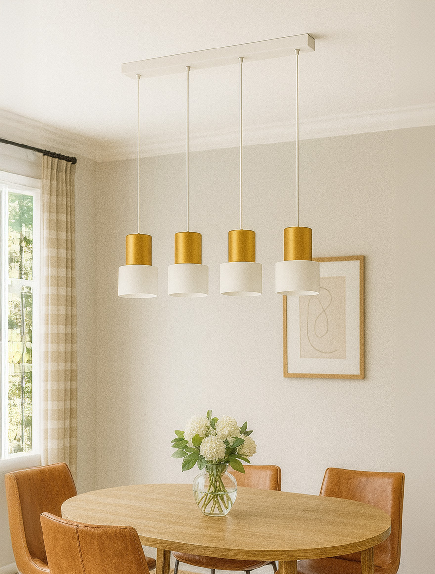 Lustra 4*GU10 L590 H2000 IP20 alb+aur LUMINALED