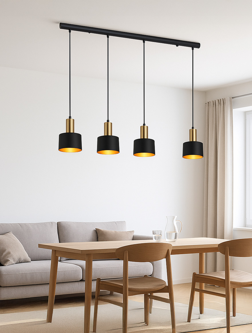 * Lustră 4*GU10 L590 H2000 IP20 negru+aur LUMINALED