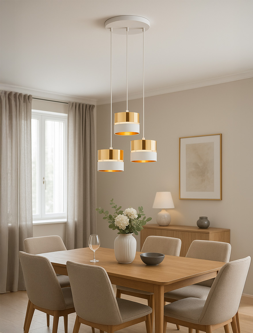 * Lustră 3*GU10 D220 H1500 IP20 alb+aur LUMINALED