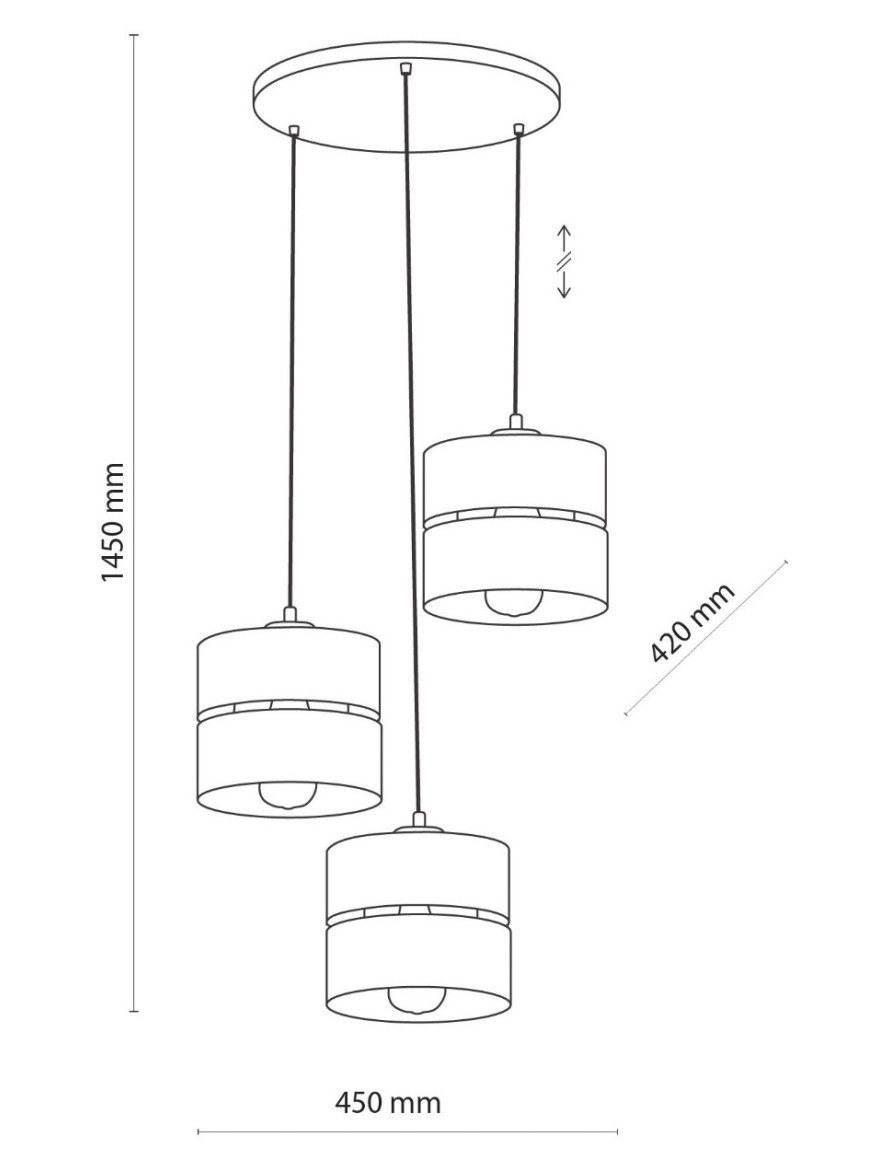* Lustră 3*GU10 D220 H1500 IP20 alb+aur LUMINALED