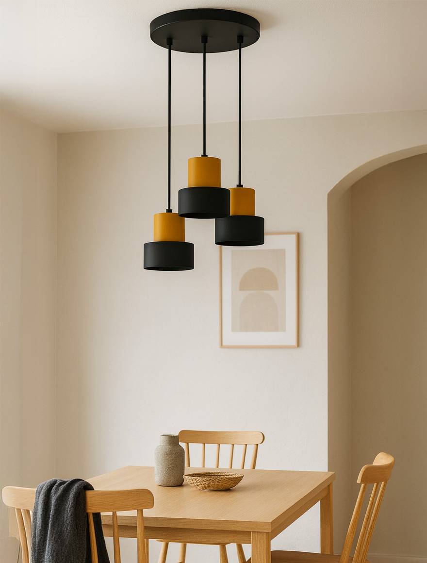 Lustra 3*GU10 D220 H1500 IP20 negru+aur LUMINALED