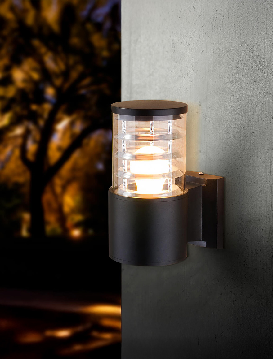 Фасадный светильник 1xE27, IP65, чёрный, LUMINALED