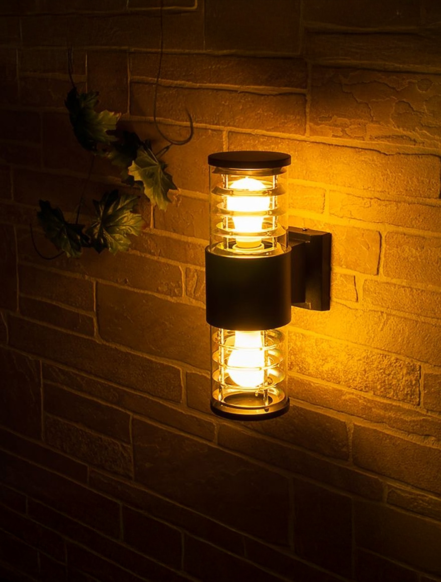 Фасадный светильник 2xE27, IP65, чёрный, LUMINALED