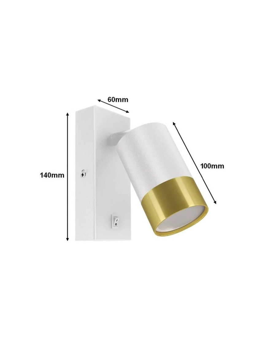 Бра с выключателем 1XGU10 IP20 белое+золото LUMINALED