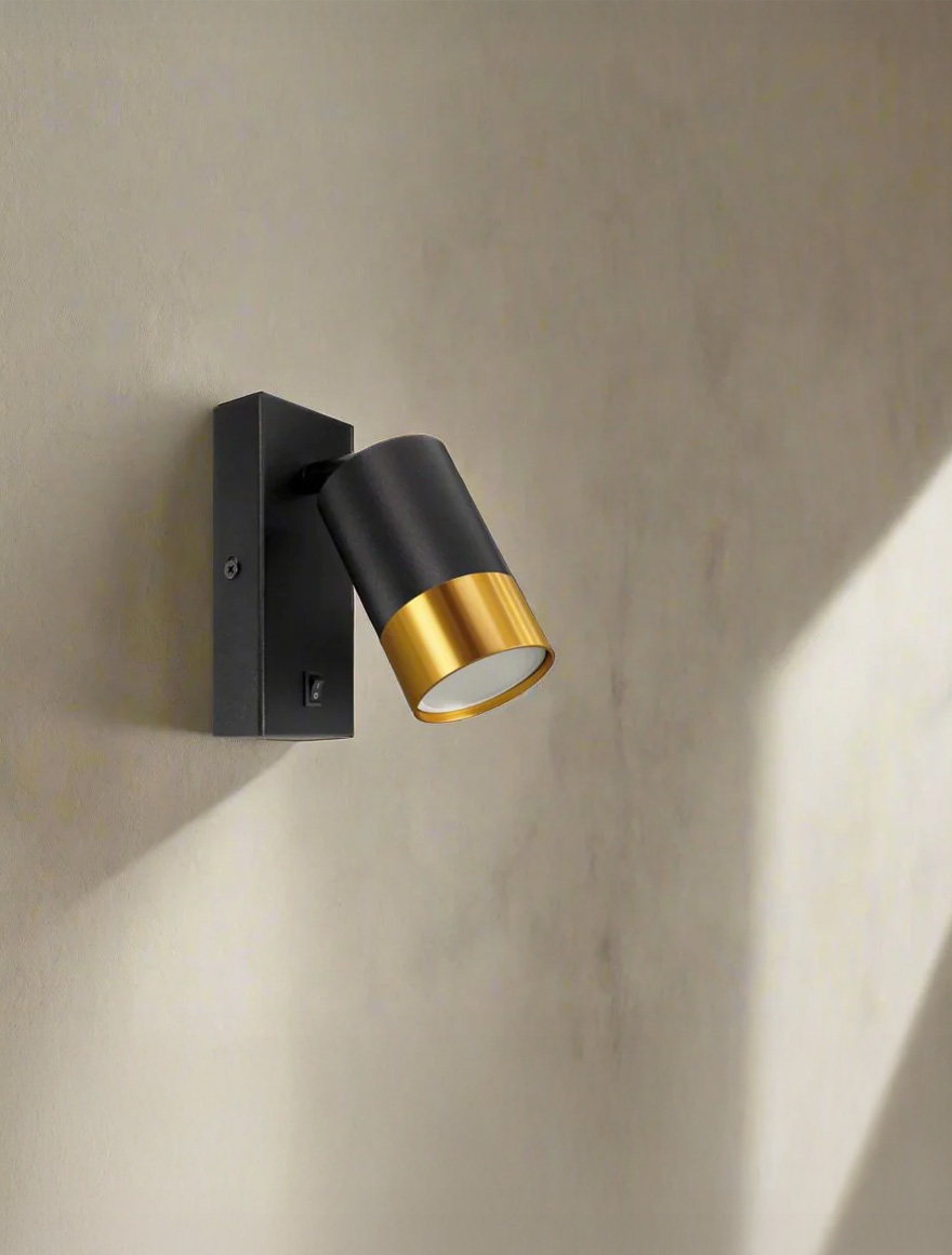 Бра с выключателем 1XGU10 IP20 черное+золото LUMINALED