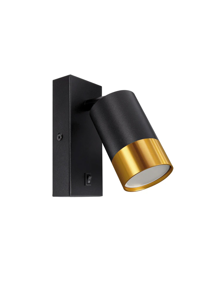 Бра с выключателем 1XGU10 IP20 черное+золото LUMINALED