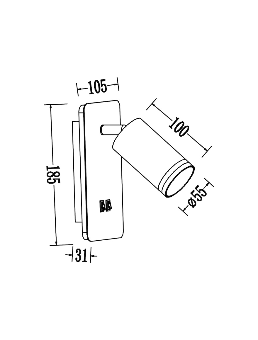Настенный встраиваемый светильник 1xGU10 + LED 7W 3000K, IP20, чёрный, LUMINALED