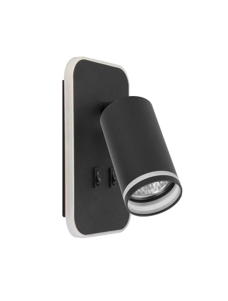 Настенный встраиваемый светильник 1xGU10 + LED 7W 3000K, IP20, чёрный, LUMINALED