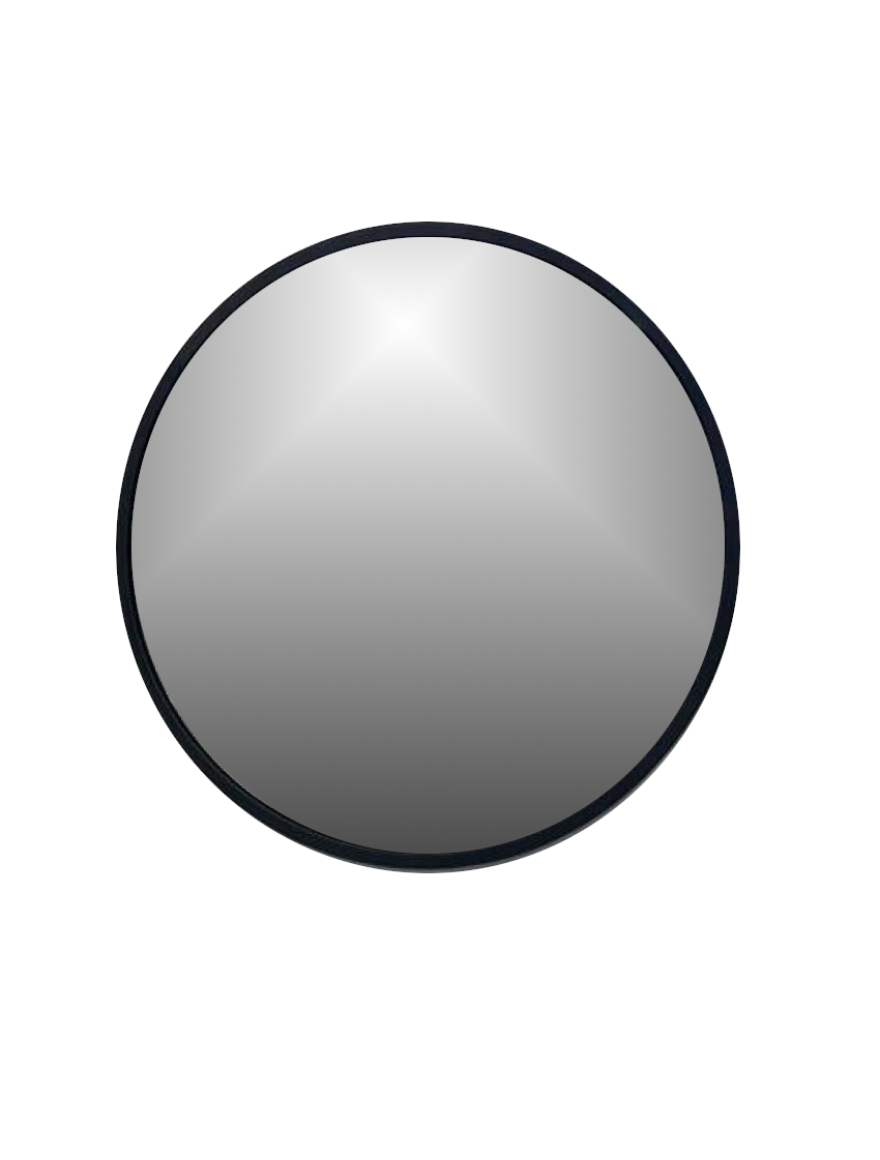 Круглое зеркало для ванной, черное, диаметр 60 см.