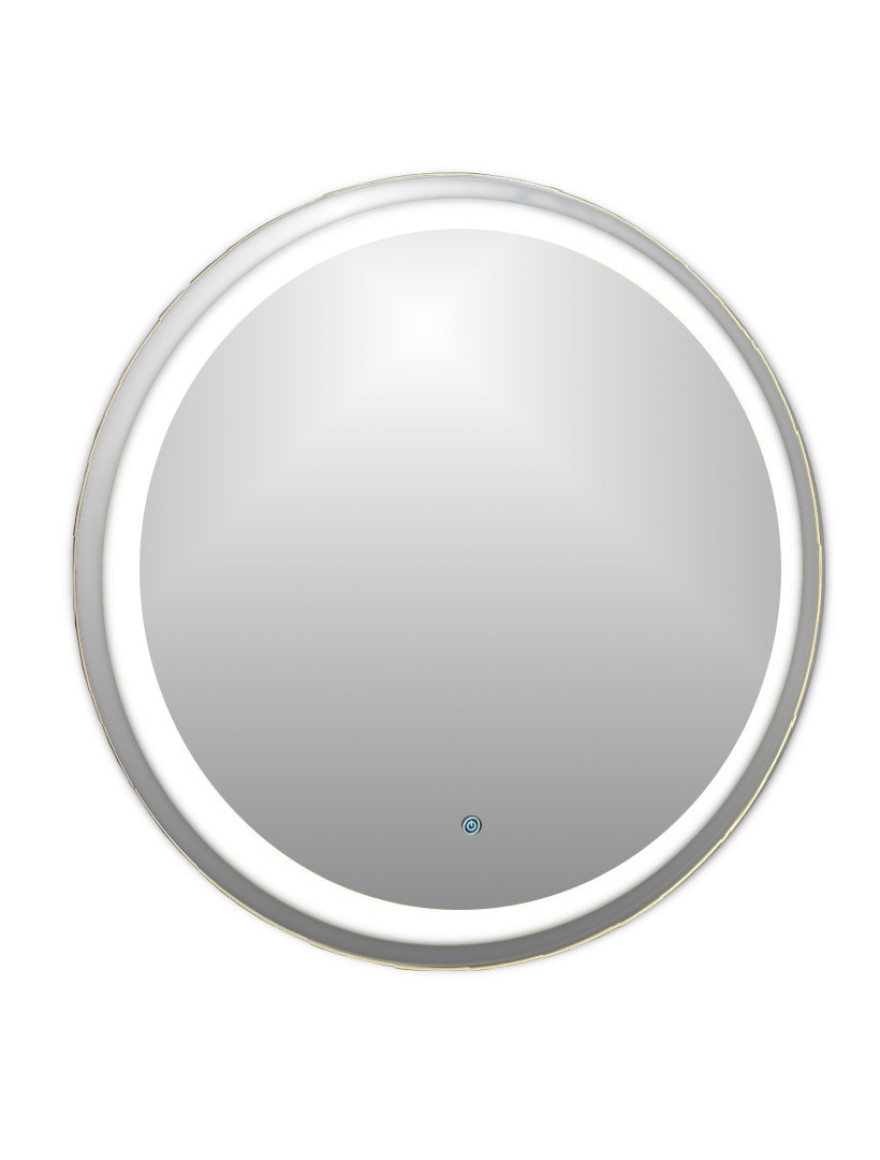LED зеркало для ванной, золотое, диаметр 80 см.