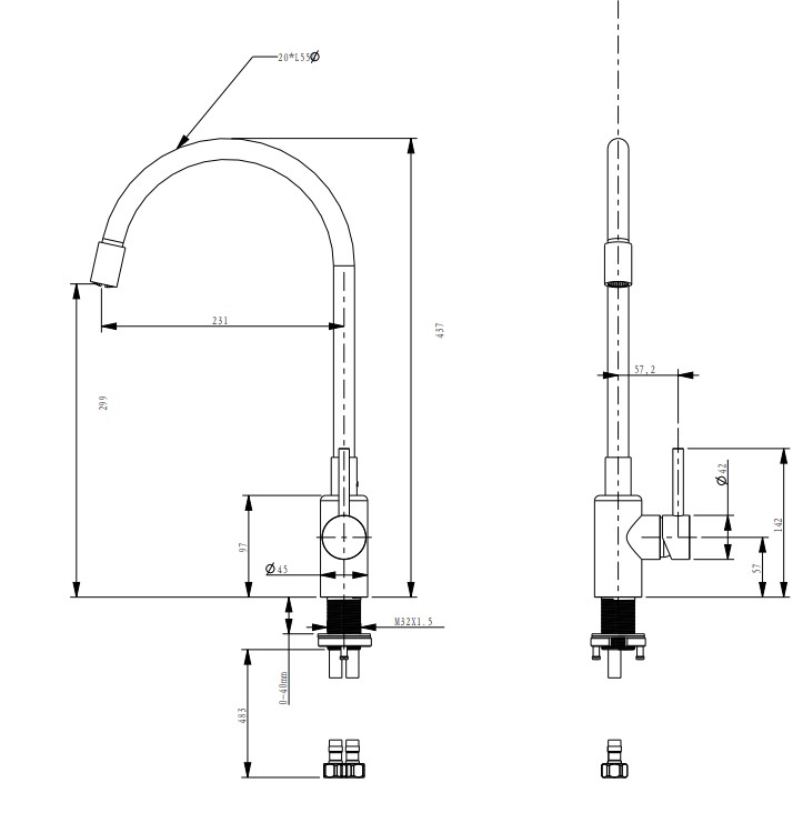 Смеситель для кухни SanDonna LOLA (Total Black)