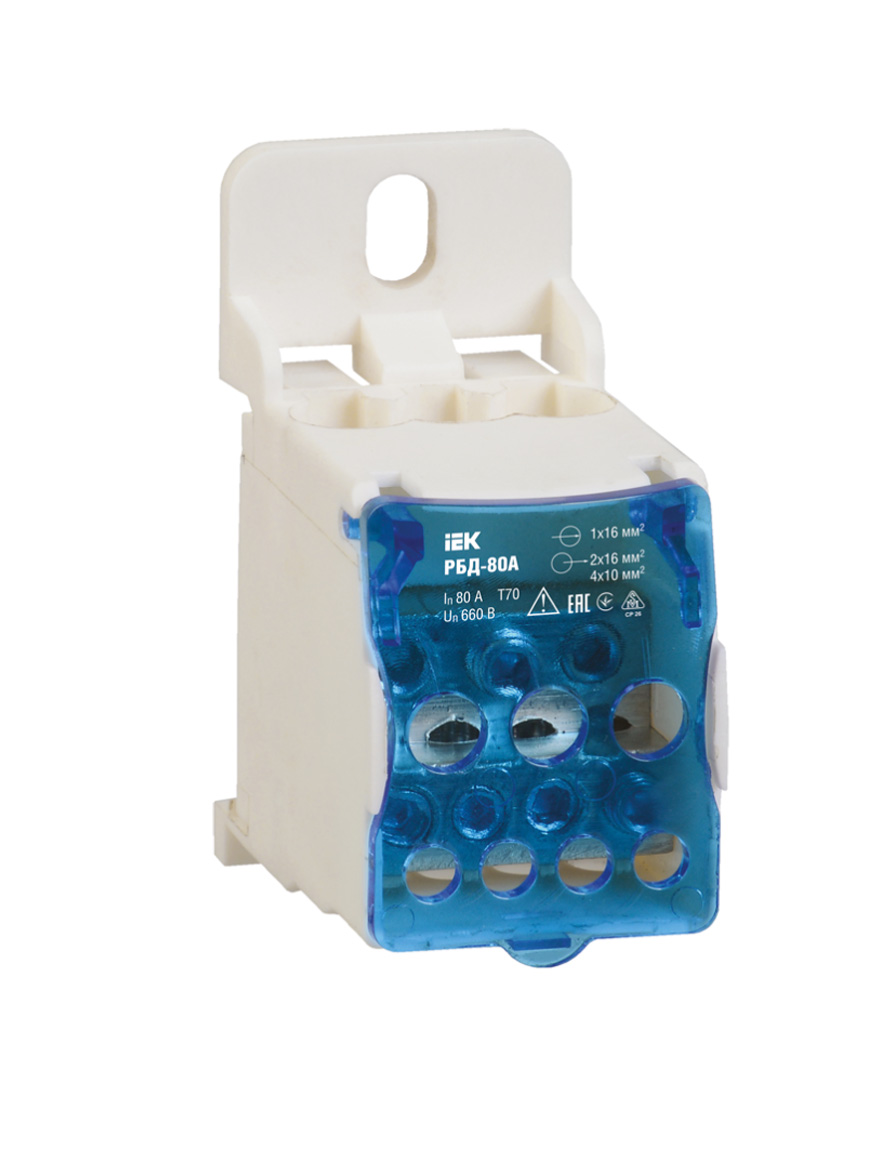 Распределительный блок для DIN-рейки RBD-80А IEK