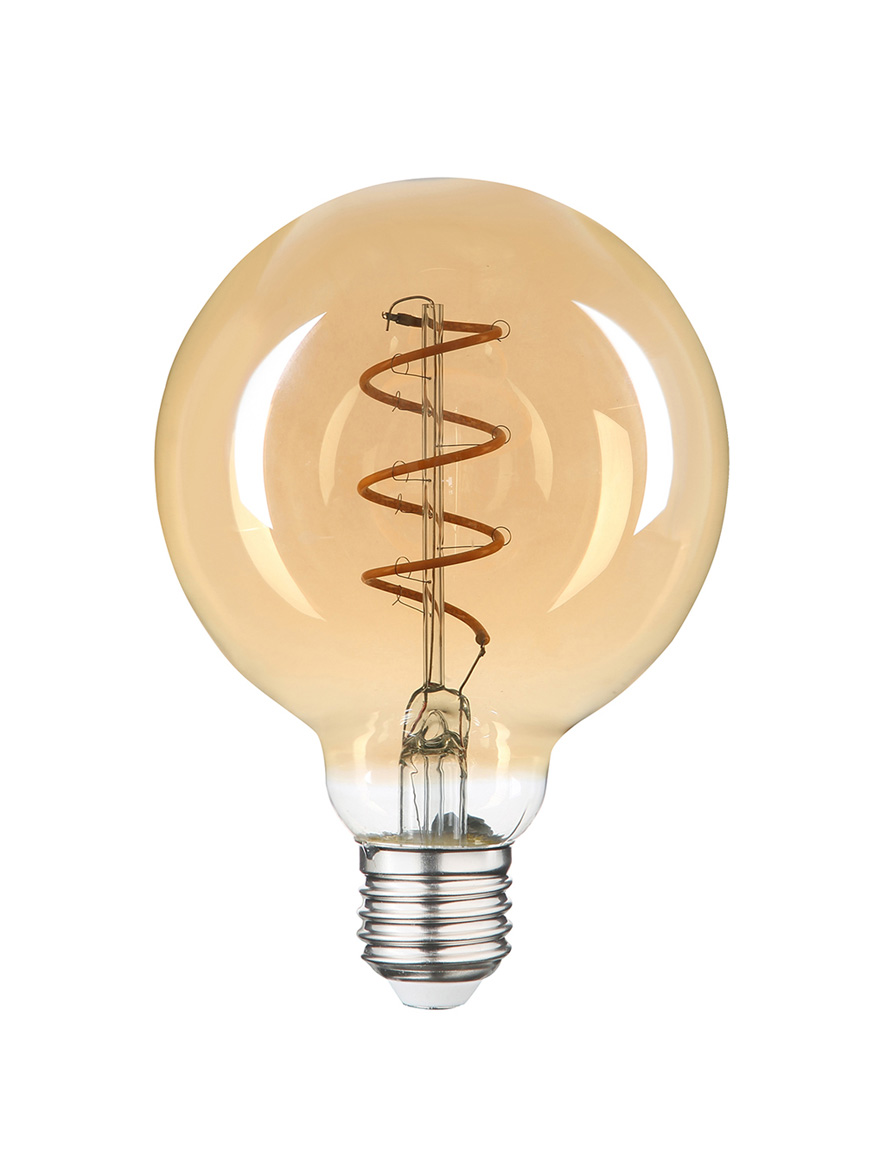 Светодиодная лампа накаливания янтарного цвета G95 6 Вт E27 2200 К LuminaLED